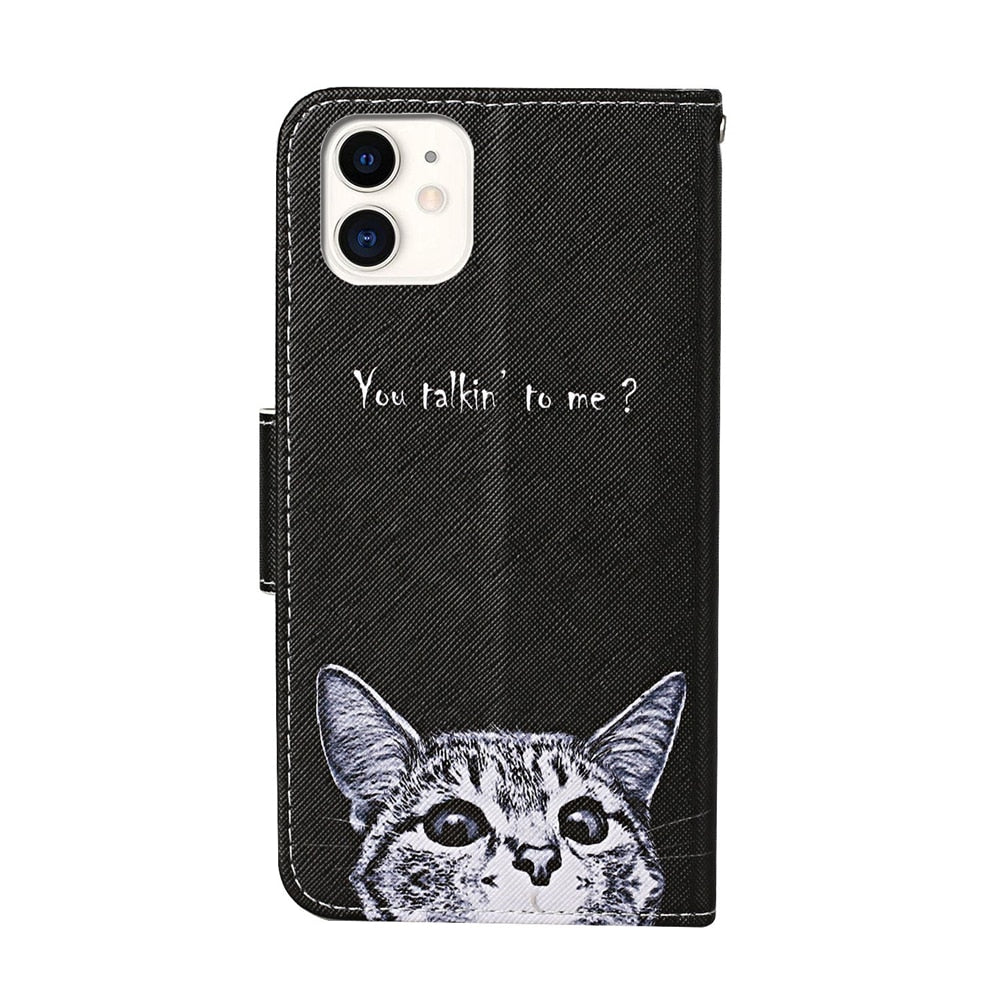Anymob iPhone Case Black Flip Leather Wallet Stand Cover Phone Bag Shell-Mobile Phone Cases-PEROZ Accessories