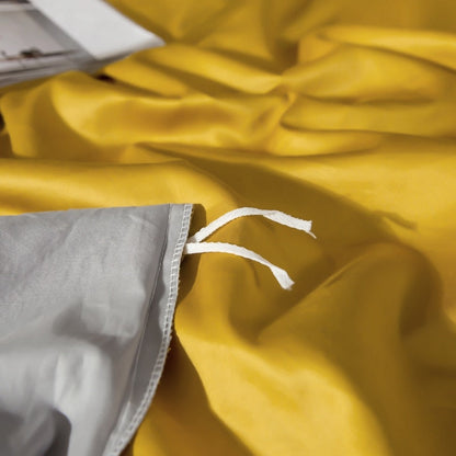 Anyhouz Duvet Comforter Set Double Yellow/ Light Grey Egyptian Cotton Thick Blanket Bedspread 4 Pcs Bed Set-Comforter-PEROZ Accessories