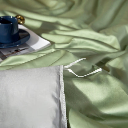 Anyhouz Duvet Comforter Set Twin Green/ Light Grey Egyptian Cotton Thick Blanket Bedspread 6 Pcs Bed Set-Comforter-PEROZ Accessories