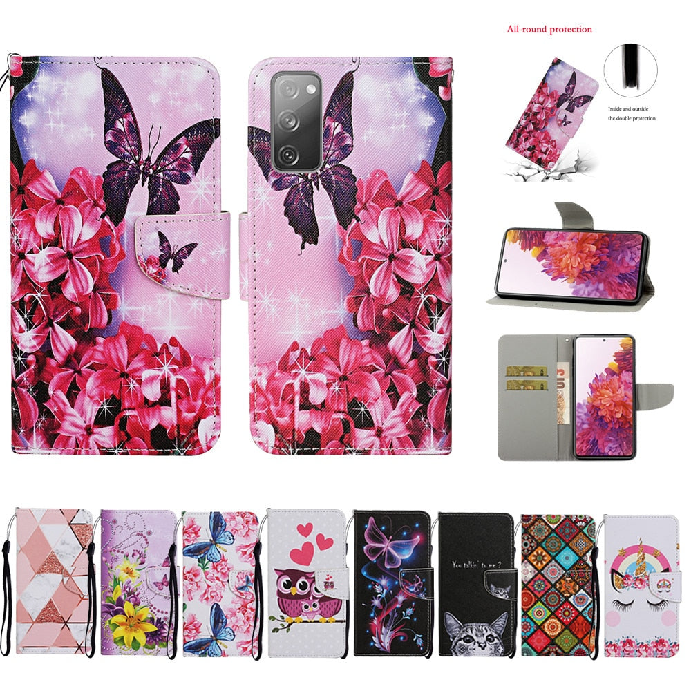 Anymob Samsung White Sunflower Flip Wallet Phone Case Leather Stand Function Cover-Mobile Phone Cases-PEROZ Accessories