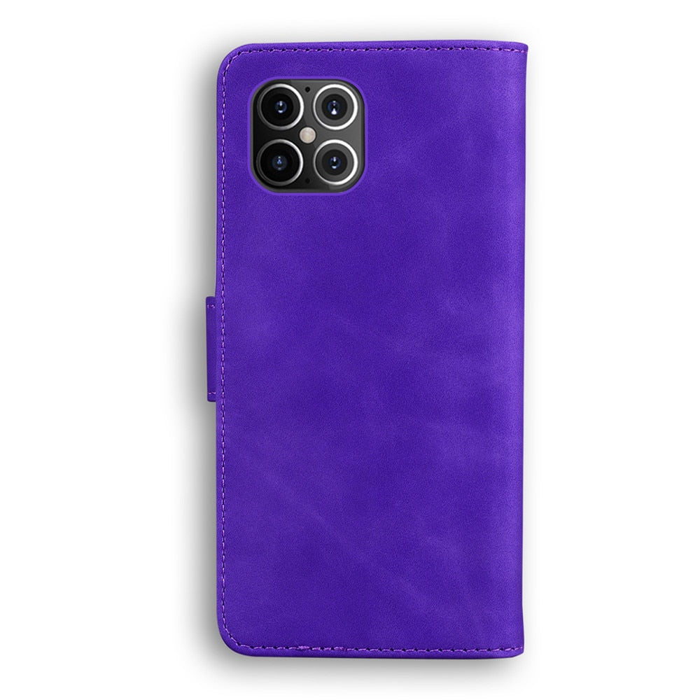 Anymob iPhone Case Black Magnetic Leather Wallet Flip Solid Color Phone Cover-Mobile Phone Cases-PEROZ Accessories