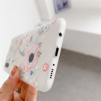 Anymob Samsung Case White Flower Vintage Relief Flower Phone Matte Soft Silicone Back Cover-Mobile Phone Cases-PEROZ Accessories