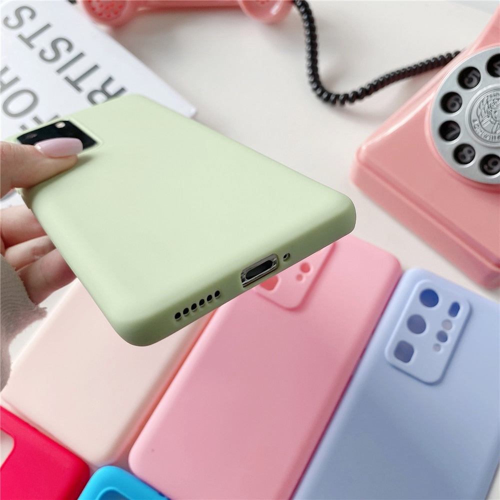 Anymob Samsung White Candy Color Phone Case Silicone Back Cover-Mobile Phone Cases-PEROZ Accessories