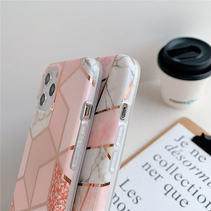 Anymob iPhone Blue Green Glossy Marble Phone Case Silicone Shockproof Bumper Cover-Mobile Phone Cases-PEROZ Accessories