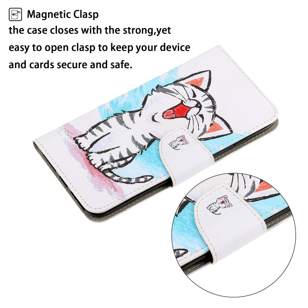 Anymob Samsung Rose And Heart Magnetic Flip Wallet Case Painted Leather Phone Cover-Mobile Phone Cases-PEROZ Accessories
