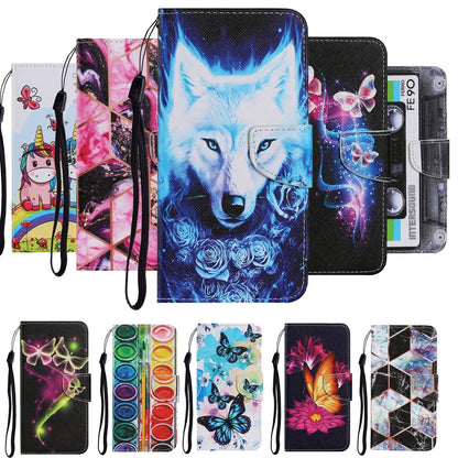 Anymob iPhone Violet Roses Painted Phone Case Magnetic Wallet Card slot Back Cover-Mobile Phone Cases-PEROZ Accessories