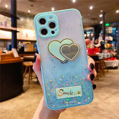 Anymob iPhone Case Pink Gradient Glitter Epoxy Phone Soft Silicone Clear Cover-Mobile Phone Cases-PEROZ Accessories