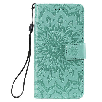 Anymob Huawei Phone Case Green Flower Design Flip Leather Wallet Phone Cover-PEROZ Accessories