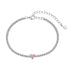 Anyco Bracelet S925 Silver Rhodium Plated 5A Grade Pink Pendant Cubic Zirconia Classic Bracelet Bangles for Women-Bracelets-PEROZ Accessories