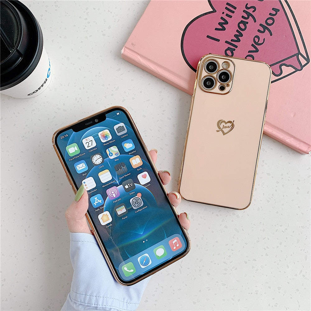 Anymob iPhone Case White Camera Protection Love Heart Side Hearts Shockproof Soft Silicone Cover-Mobile Phone Cases-PEROZ Accessories