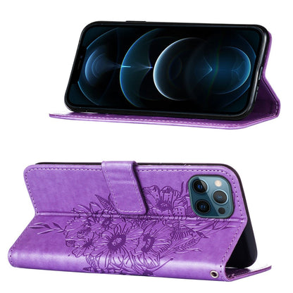 Anymob iPhone Case Dark Purple Embossed Butterfly Flip Magnetic Wallet Leather Phone Cover-Mobile Phone Cases-PEROZ Accessories