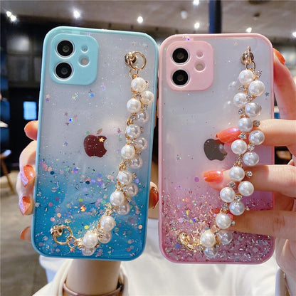 Anymob iPhone Case White Pearl Bracelet Glitter Shockproof Camera Protection Cover-Mobile Phone Cases-PEROZ Accessories