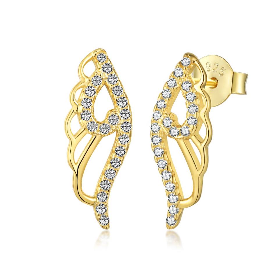 Anyco Earrings Gold Angel Wing Stud Butterfly Wings Jewelry Stud Earrings Rainbow Unicorn Earrings Safety Push Back-Earrings-PEROZ Accessories