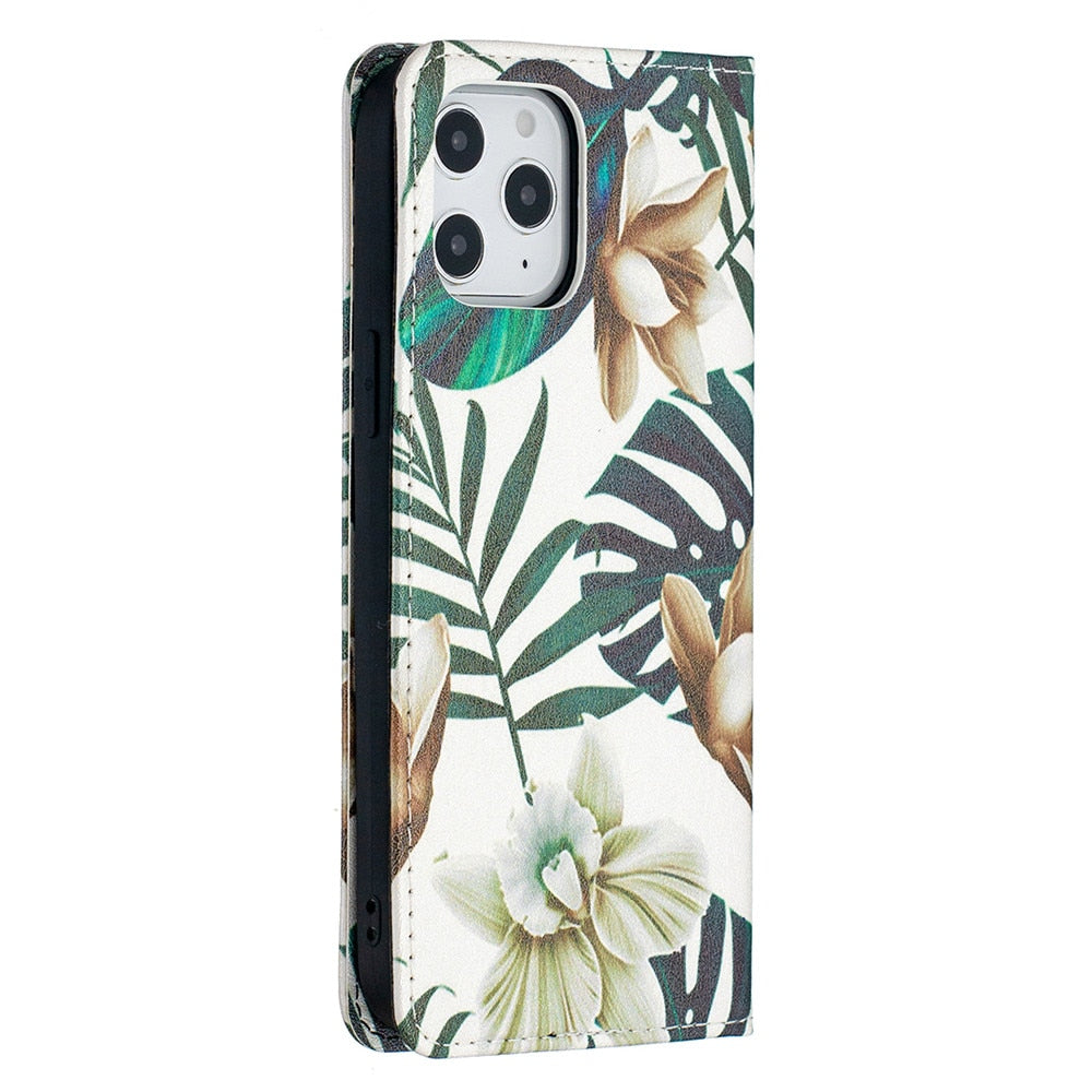 Anymob iPhone Case Flip Leather Rainbow Flower Magnetic Card slot Wallet Cover-Mobile Phone Cases-PEROZ Accessories