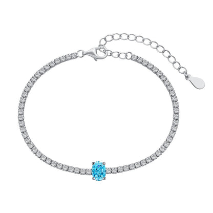 Anyco Bracelet Stackable Adjustable S925 Blue Pendant Sterling Silver 18K Gold Plated Cuban Chain Bracelets Women-Bracelets-PEROZ Accessories