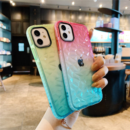 Anymob iPhone Case Red Transparent 3D Diamond Gradient Soft Silicon Back Cover-Mobile Phone Cases-PEROZ Accessories