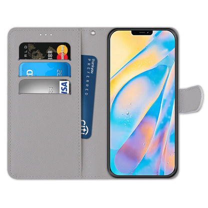 Anymob iPhone Case Blue Cartoon Painted Flip Wallet Leather Phone Cover-Mobile Phone Cases-PEROZ Accessories
