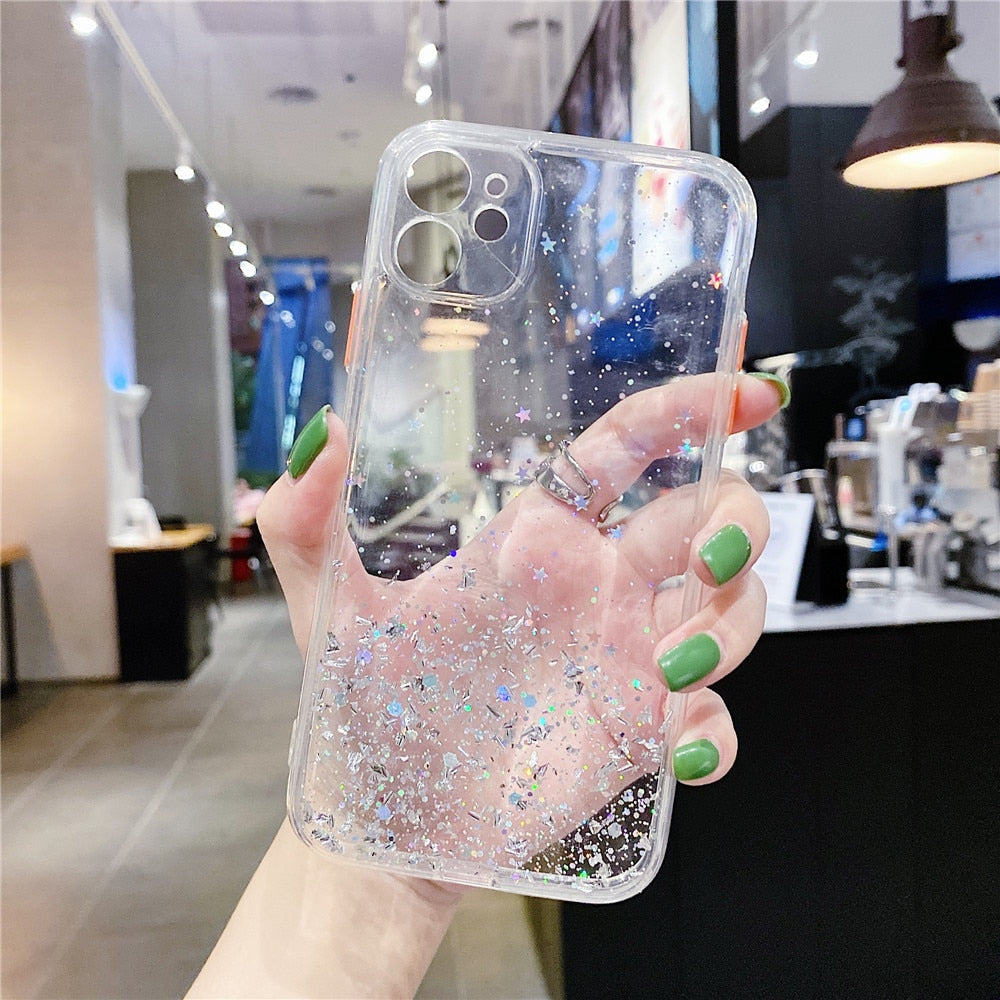Anymob iPhone Yellow Shiny Case Glitter Camera Protect Clear Silicone Cover-Mobile Phone Cases-PEROZ Accessories
