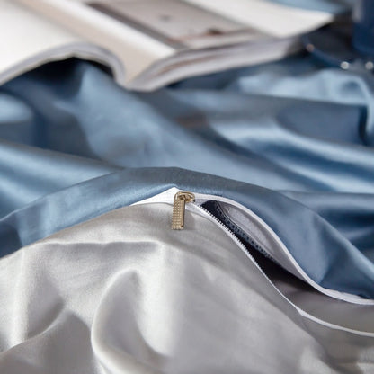 Anyhouz Duvet Comforter Set King Blue/ Light Grey Egyptian Cotton Thick Blanket Bedspread 4 Pcs Bed Set-Comforter-PEROZ Accessories