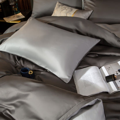 Anyhouz Duvet Comforter Set Twin Deep Grey/ Light Grey Egyptian Cotton Thick Blanket Bedspread 4 Pcs Bed Set-Comforter-PEROZ Accessories