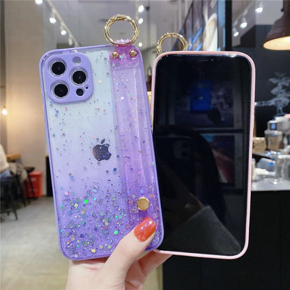 Anymob iPhone Case White Gradient Glitter Wristband Soft Epoxy Camera Protection Cover-Mobile Phone Cases-PEROZ Accessories