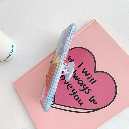 Anymob Samsung Case Light Pink and Ocean Blue Marble With Finger Ring Holder Silicone Phone Cover-Mobile Phone Cases-PEROZ Accessories