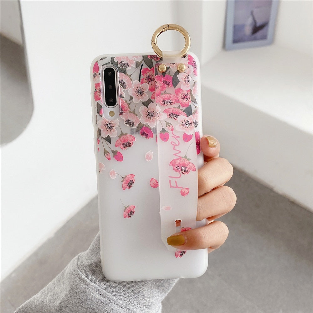 Anymob Samsung Rose Boquet Soft Flowers Case Wrist Strap Cover-Mobile Phone Cases-PEROZ Accessories