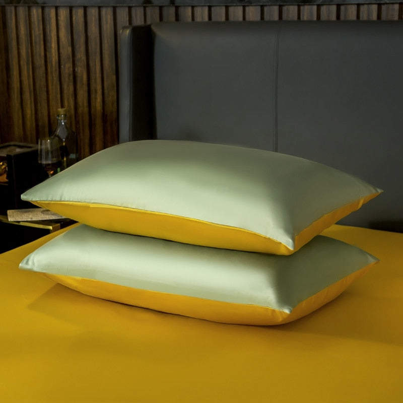Anyhouz Duvet Comforter Set Queen Green/ Yellow Egyptian Cotton Thick Blanket Bedspread 6 Pcs Bed Set-Comforter-PEROZ Accessories