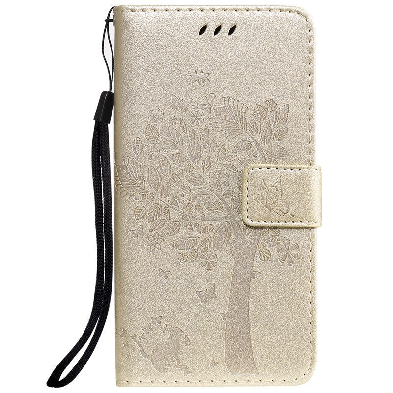 Anymob Huawei Phone Case Gray Tree Print Flip Leather Wallet Phone Cover-PEROZ Accessories