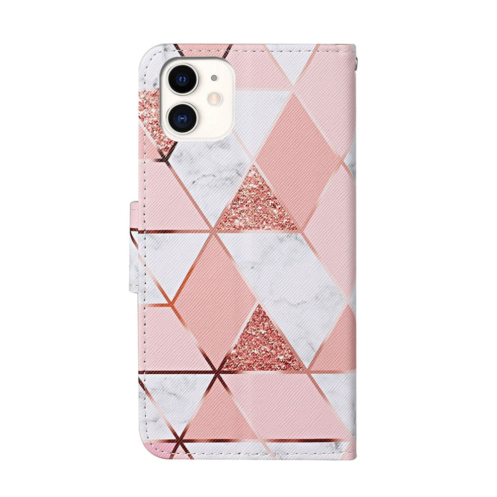 Anymob iPhone Mosaic Butterfly Flip Leather Phone Case With Wallet Slot Cases Cover-Mobile Phone Cases-PEROZ Accessories