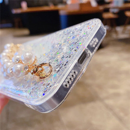 Anymob iPhone Case White Pearl Bracelet Glitter Shockproof Camera Protection Cover-Mobile Phone Cases-PEROZ Accessories