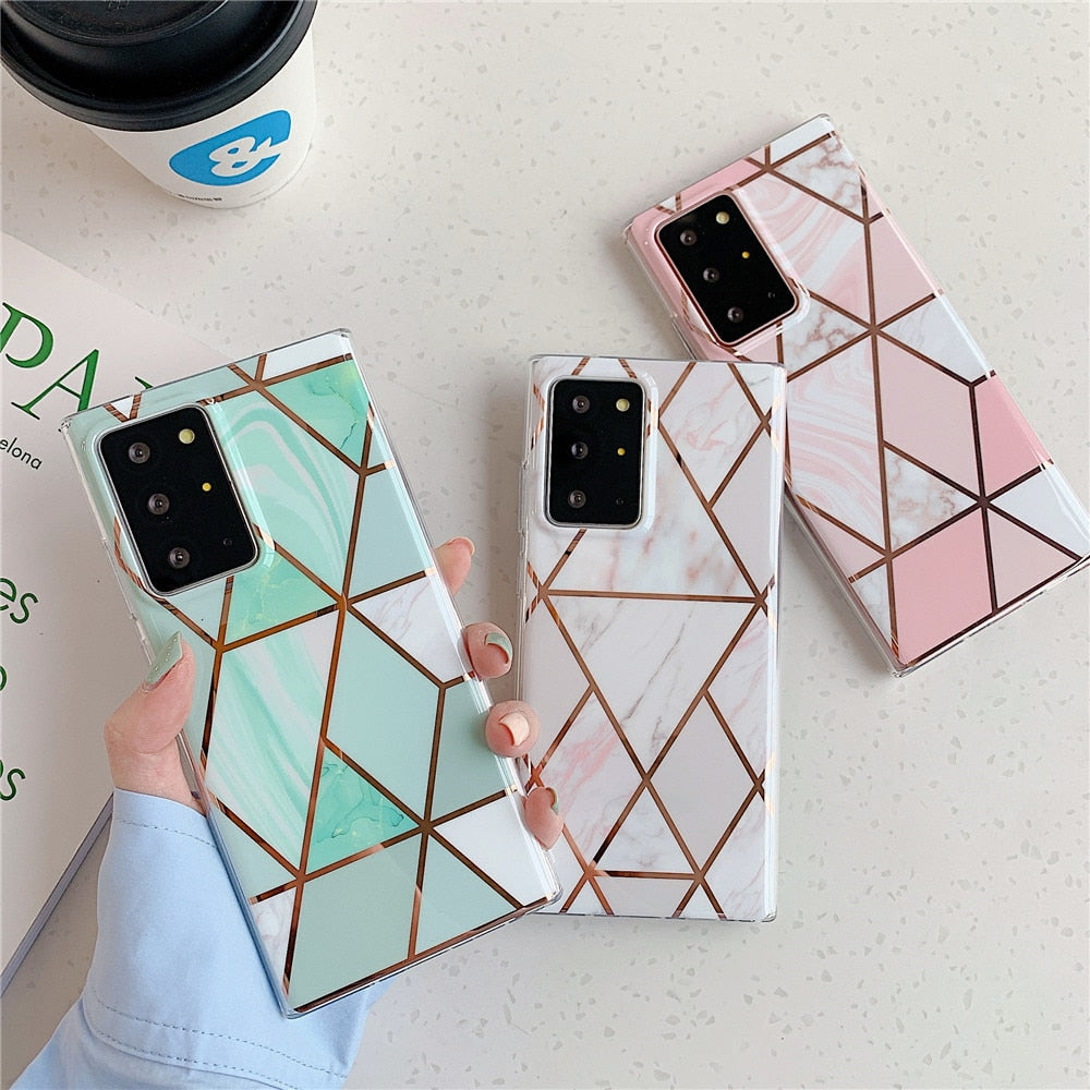 Anymob Samsung Pink Geometric Marble Phone Case Silicone Cover-Mobile Phone Cases-PEROZ Accessories