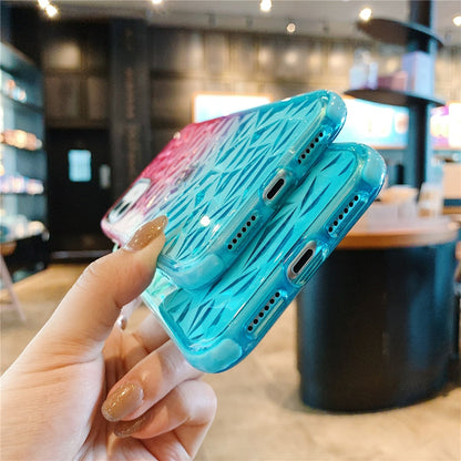 Anymob iPhone Case Red Transparent 3D Diamond Gradient Soft Silicon Back Cover-Mobile Phone Cases-PEROZ Accessories