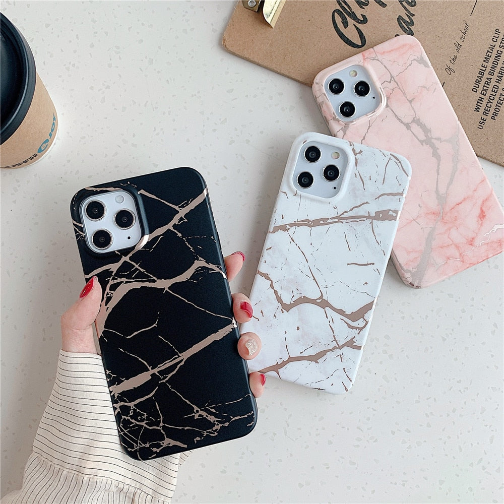 Anymob iPhone Dark Blue Marble Phone Case Soft Silicone Cover-Mobile Phone Cases-PEROZ Accessories