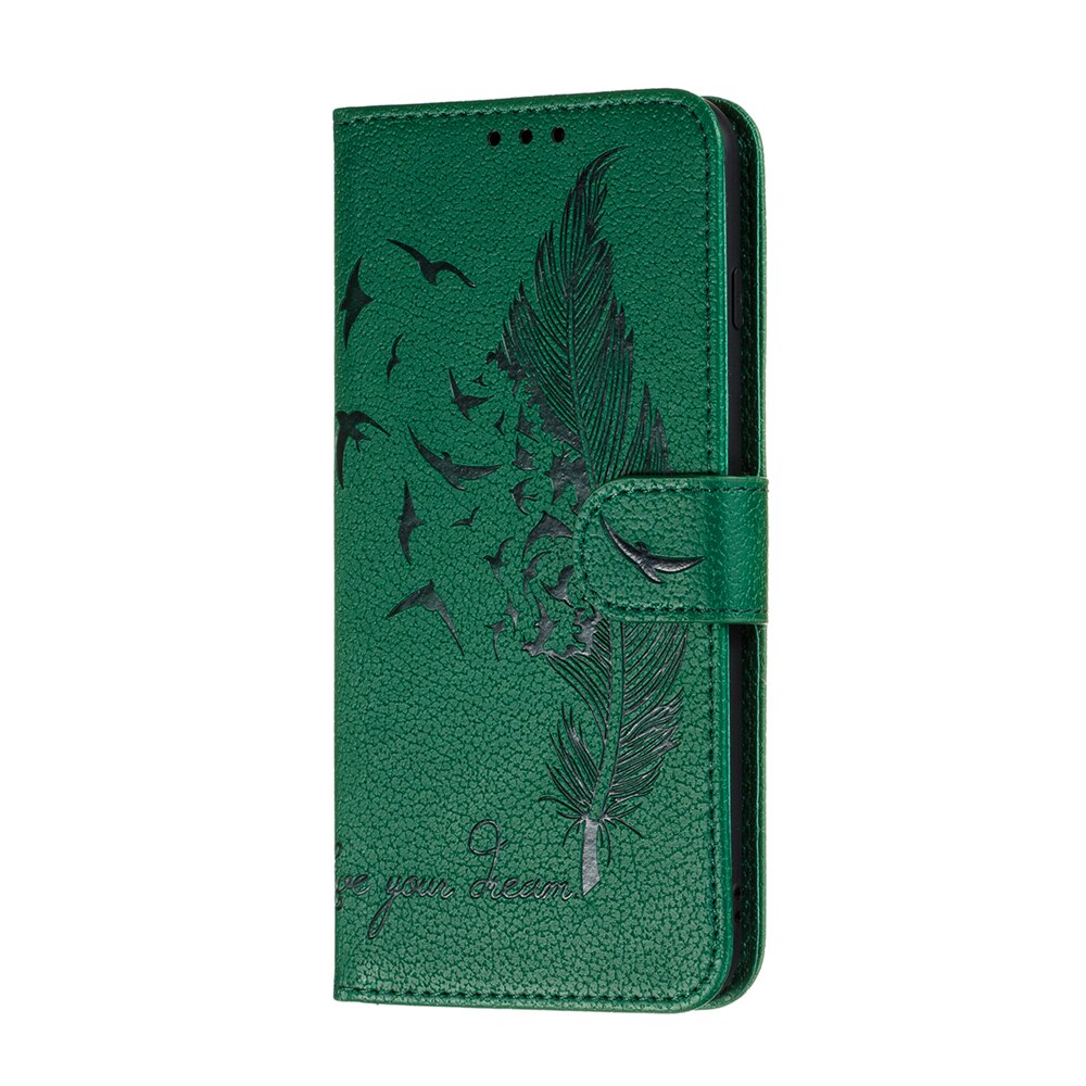 Anymob Huawei Case Grey 3D Feather Embossed Leather Flip Cover-Mobile Phone Cases-PEROZ Accessories