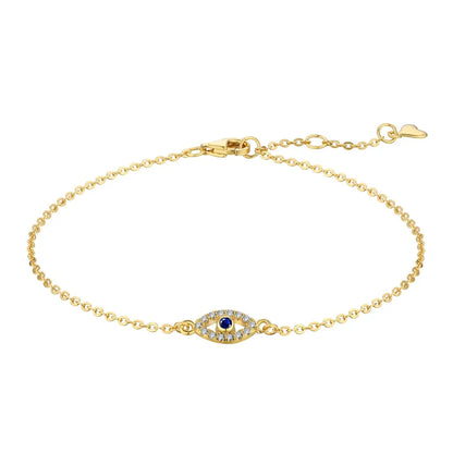Anyco Bracelet Cubic Zirconia Blue Eye Bracelet Gold Plated Diamond Charm Bracelets for Women-Bracelets-PEROZ Accessories