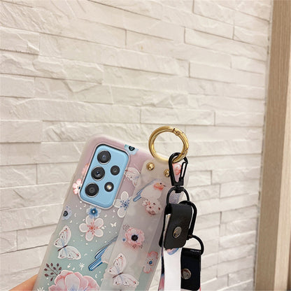 Anymob Samsung Chery Blossom Boquete Soft Silicone Case Flowers Neck Lanyard Wristband Holder Cover-Mobile Phone Cases-PEROZ Accessories