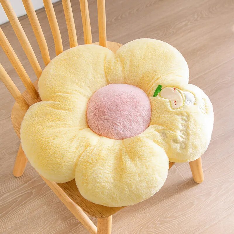 Anyhouz Plush Pillow Yellow Five Petal Flower Shape Stuffed Soft Pillow Seat Cushion Room Decor 50cm-Pillow-PEROZ Accessories