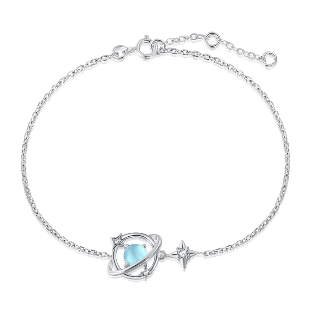 Anyco Bracelet Sterling Silver Rotating Planet Star Bracelet 5A Cubic Zirconia Link Chain Tennis Bracelets-Bracelets-PEROZ Accessories