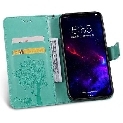 Anymob iPhone Blue Flip Leather Cases Cat Embossing Wallet Phone Cover-Mobile Phone Cases-PEROZ Accessories