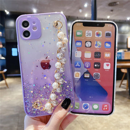 Anymob iPhone Case Yellow Pearl Bracelet Glitter Shockproof Camera Protection Cover-Mobile Phone Cases-PEROZ Accessories