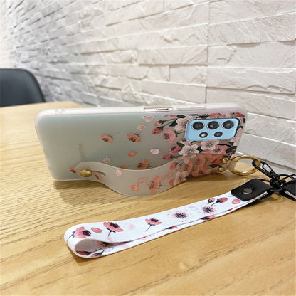 Anymob Samsung Pink Rose Soft Silicone Case Flowers Neck Lanyard Wristband Holder Cover-Mobile Phone Cases-PEROZ Accessories