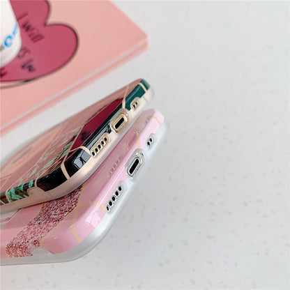 Anymob iPhone Case Blue Love Heart Geometric Marble Shockproof Soft Silicone Cover-Mobile Phone Cases-PEROZ Accessories