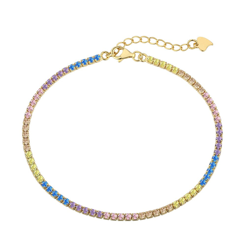 Anyco Bracelet Elegant Rainbow Color Cubic Zirconia Wholesale Fine Jewelry Bracelets Women Gold Platted Tennis Bracelet-Bracelets-PEROZ Accessories