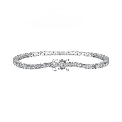 Anyco Bracelet 3mm Silver Bracelets Bulk Cz Cubic Zirconia Tennis Bracelets Women Chains S925 Silver Bracelet-Bracelets-PEROZ Accessories