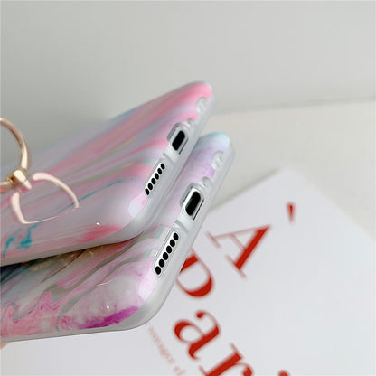 Anymob Samsung Pink And Lavender Marble Finger Ring Phone Case Soft Silicon Cover-Mobile Phone Cases-PEROZ Accessories
