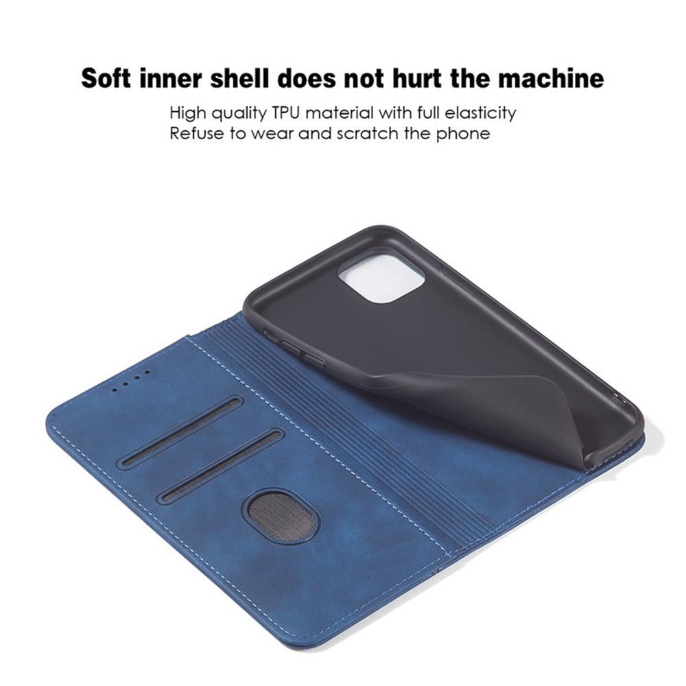 Anymob iPhone Case Light Brown Magnetic Flip Book Style Wallet Protection Cover-Mobile Phone Cases-PEROZ Accessories