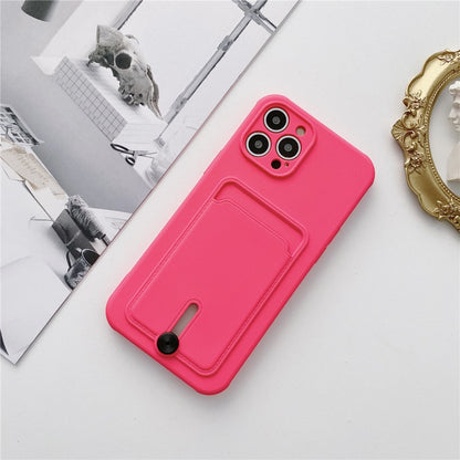 Anymob iPhone Blue Wallet Card Holder Soft Silicone Phone Case Candy Color Shockproof Cover-Mobile Phone Cases-PEROZ Accessories