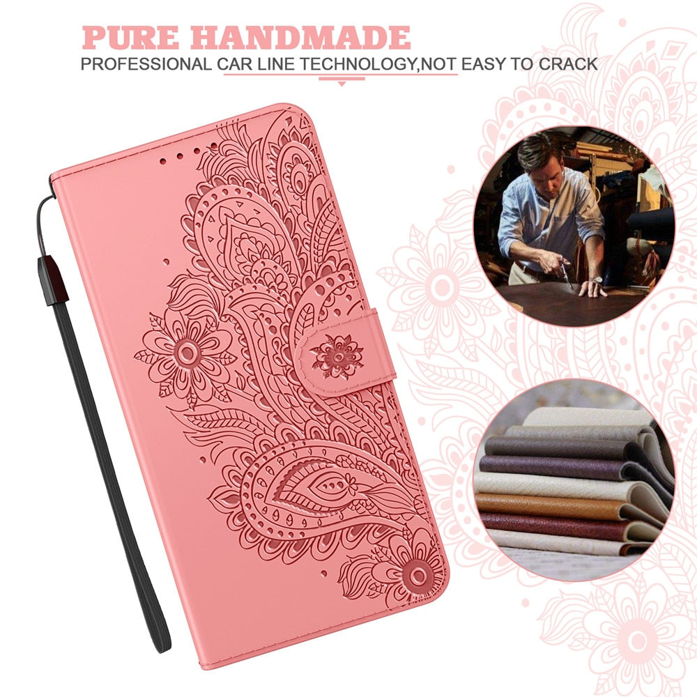 Anymob iPhone Brown Flip Leather Phone Cases Peacock Pattern Wallet Cover-Mobile Phone Cases-PEROZ Accessories