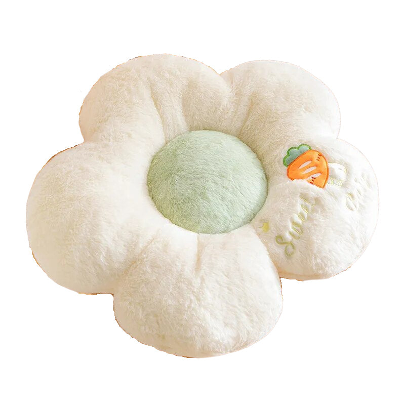 Anyhouz Plush Pillow White Five Petal Flower Shape Stuffed Soft Pillow Seat Cushion Room Decor 50cm-Pillow-PEROZ Accessories